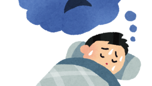 就寝中に悪夢で唸らされるイメージ